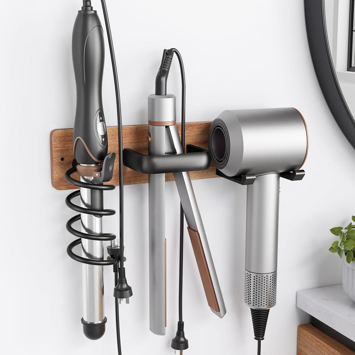 Tindbea Hair Dryer Holder Wall Mount Aluminum Alloy Hot Tools Organizer