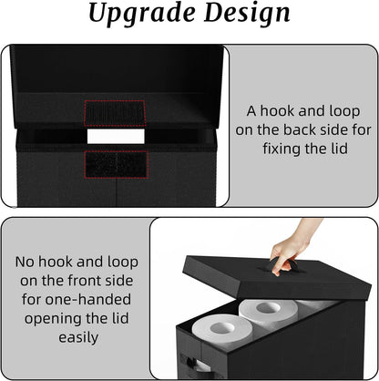 NAMTSO Bathroom Toilet Paper Storage with Lid, No Assembly, Black, 1 Pack