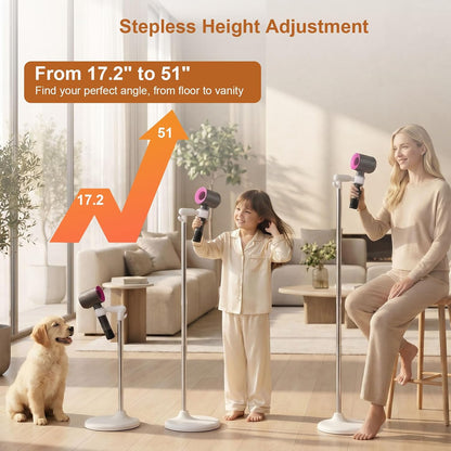 Mistriddle Hands Free Hair Dryer Holder Floor Stand, 17.2-51" Adjustable