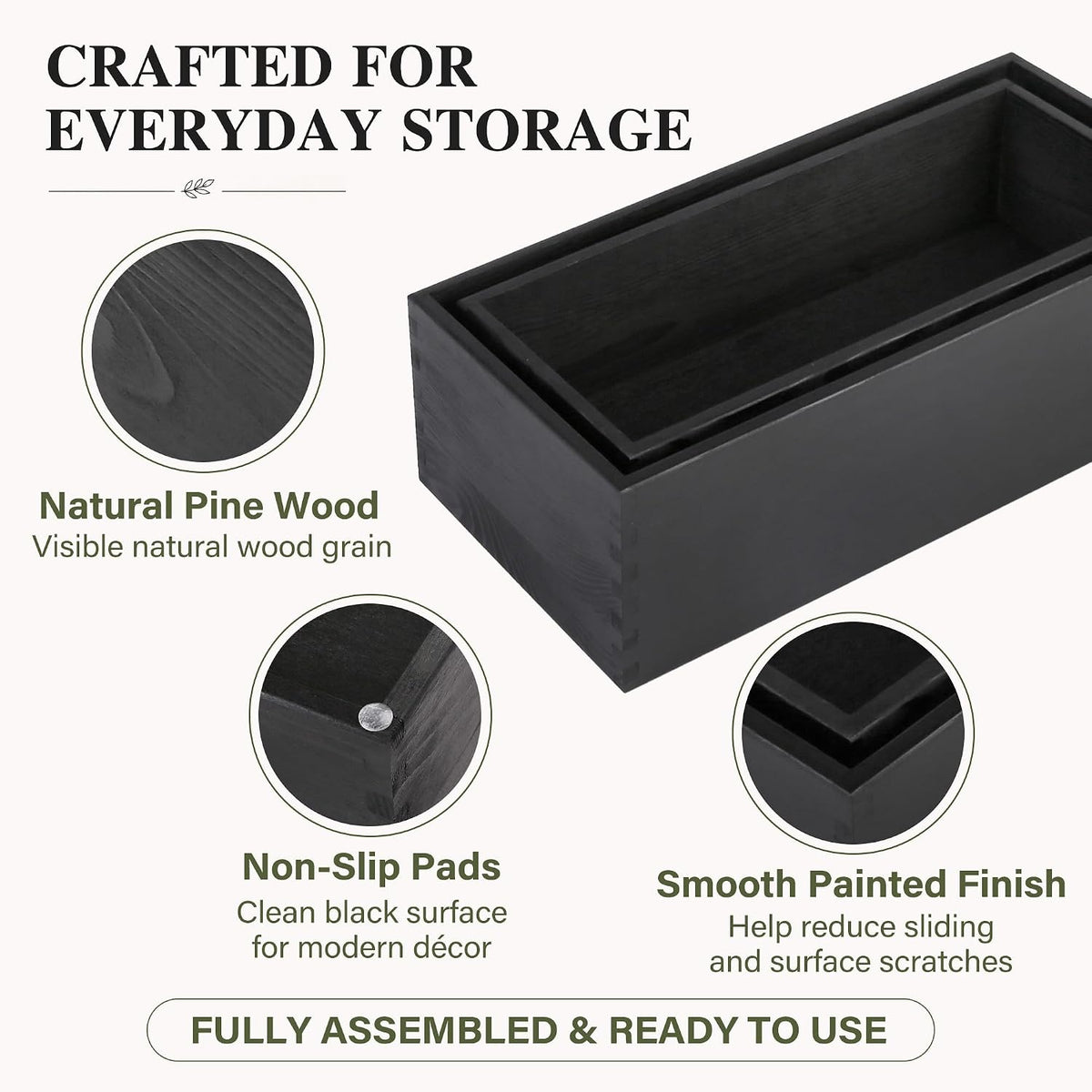 LotFancy Bathroom Decor Box, 2 Sized Wooden Toilet Paper Storage Basket