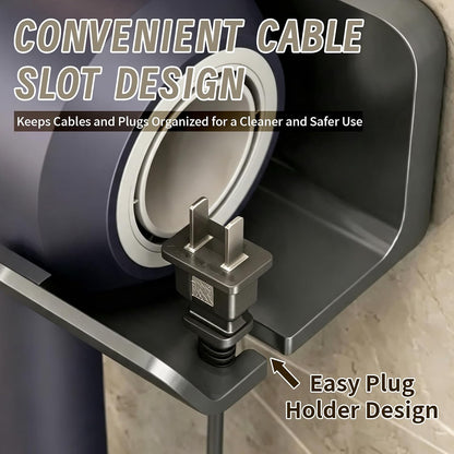 Hair Dryer Holder Wall Mount, Punch Free Blow Dryer Storage Rack with Accessory Organizer for Bathroom