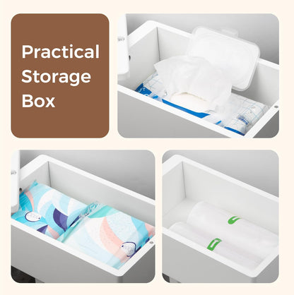 Wealone 4-in-1 White Toilet Paper Holder Stand with Storage Shelf Box
