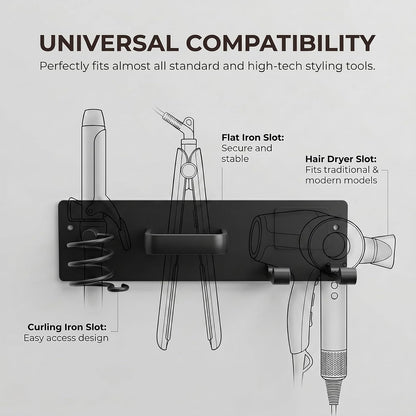 Hair Dryer Holder Wall Mounted, 3 in 1 Metal Hair Tool Organizer