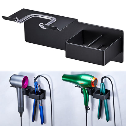 Hair Dryer and Straightener Holder Wall Mounted, Metal Adhesive Hair Tool Organizer for Blow Dryer, Curling Iron, Flat Iron, Bathroom Vanity Salon Barber Shops (Silver)