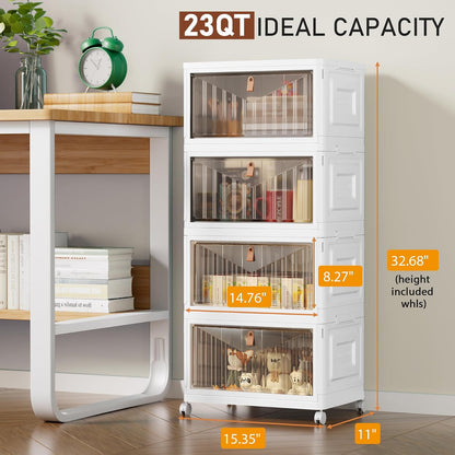 Wise Oannes Closet Organizers and storage with Wheels, 23QT White