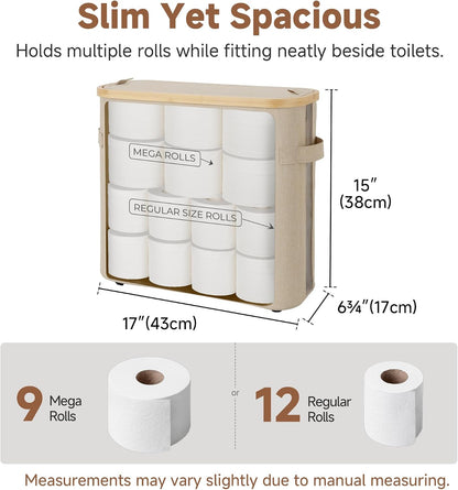 StorageWorks Toilet Paper Basket with Lid, Holds 9 Mega or 12 Regular
