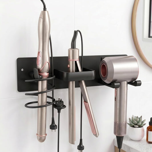 Hair Dryer Holder Wall Mounted, 3 in 1 Metal Hair Tool Organizer