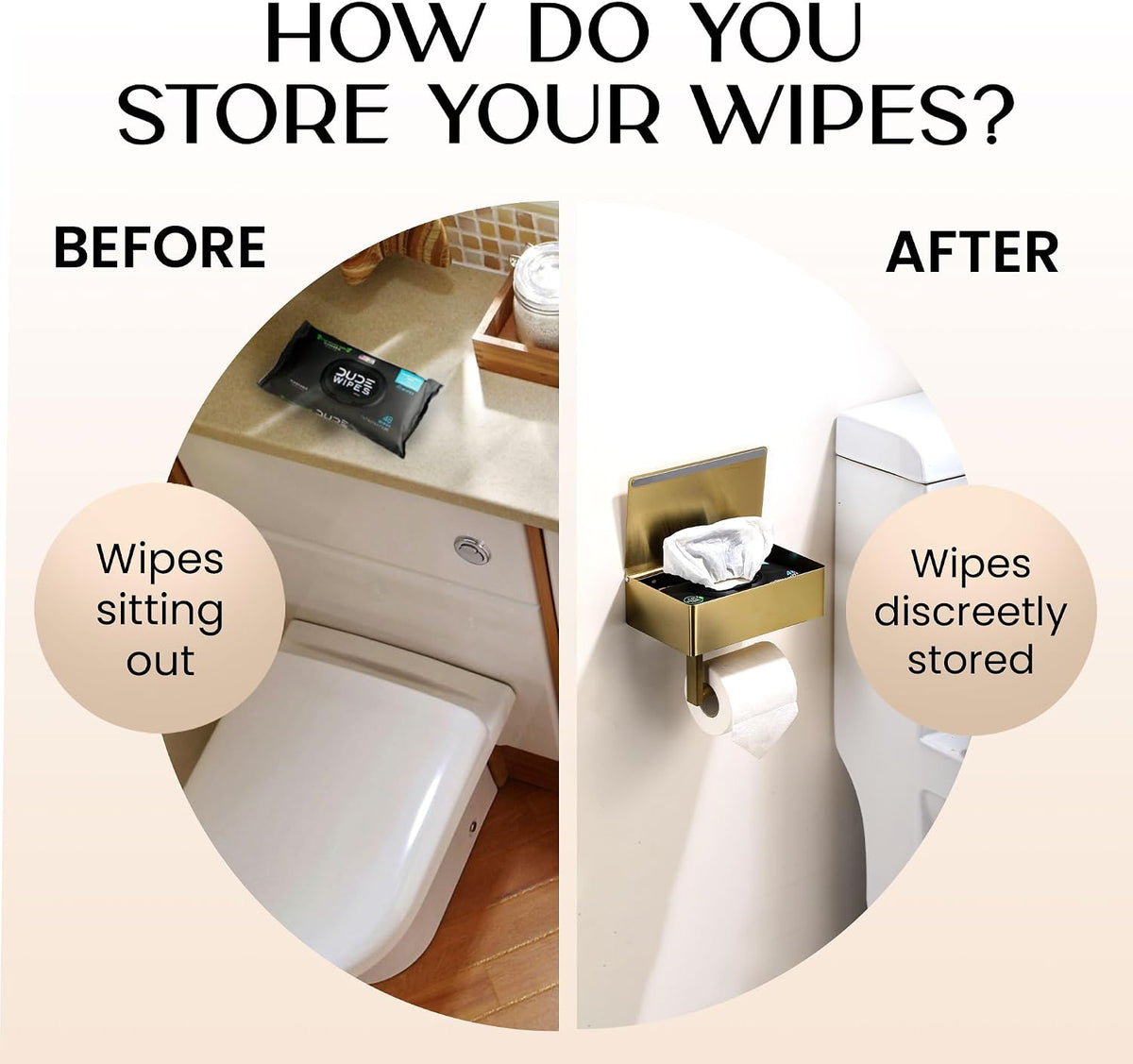 Day Moon™ - Toilet Paper Holder with Shelf & Storage - Wall Mount, Gold
