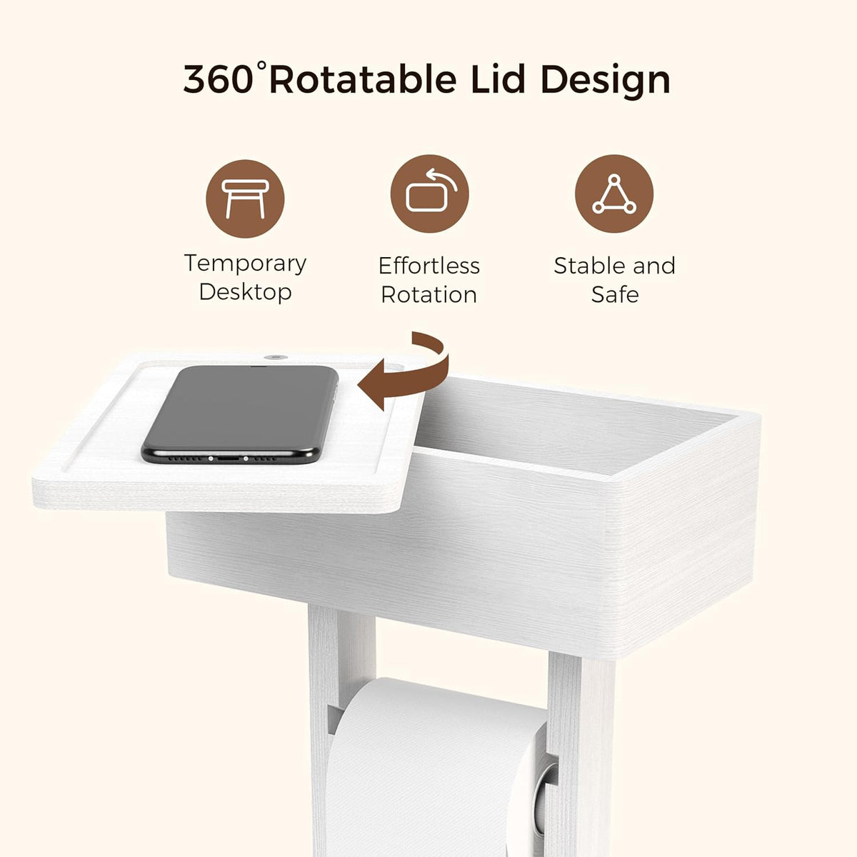 Wealone 4-in-1 White Toilet Paper Holder Stand with Storage Shelf Box