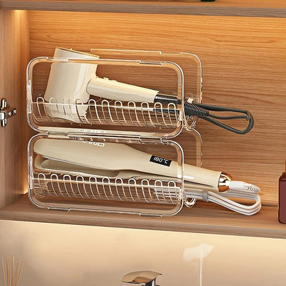 Stackable Water Bottle Organizer Holder, Hair Curling Iron Storage Rack