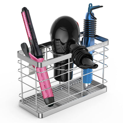 Hair Dryer Holder - Hair Tool Organizer Wall Mount/Adhesive Blow Dryer Holder/Curling iron holder Cabinet Door Bathroom Organizer for Hair Dryer, Curling Wands, Hair Straighteners Black
