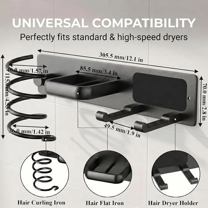 Blow Hair Dryer Holder Wall Mounted, 3 in 1 Hair Tool Organizer