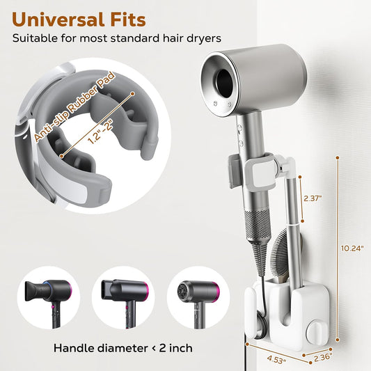 MoKo Hair Dryer Holder Wall Mounted, Hands Free Blow Dryer Holder