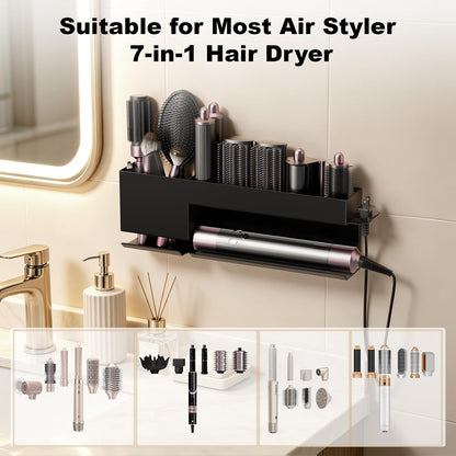 Hair Tool Organizer Wall Mount, Metal Curling Iron Accessories Rack Bracket Stand, Storage Rack Tool for Bathroom Shelf Organizer Black
