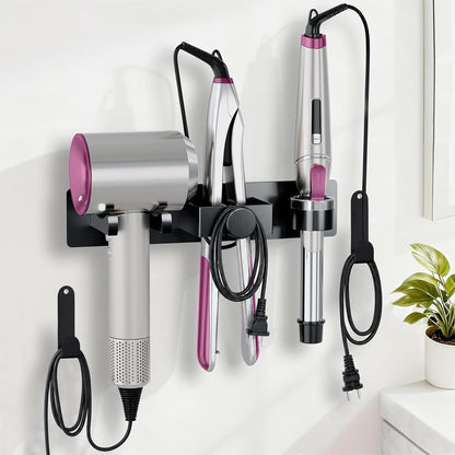Hair Dryer Holder Wall Mounted with Cord Organizer, Curling Iron Holder