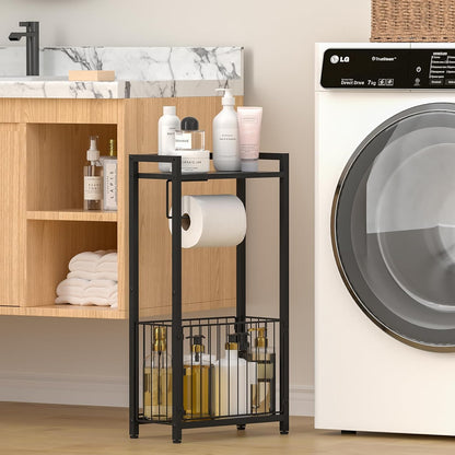 Freestanding Toilet Paper Holder with Storage Shelf