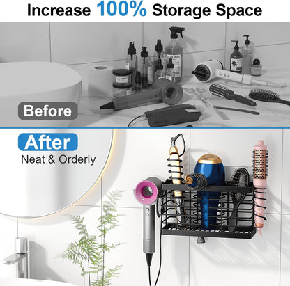 Sevenblue 2026 Upgraded 3-in-1 Universal Hair Tool Organizer, L Size, Black