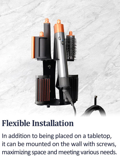 Nekuma Curling Iron Holder Attachments Compatible with Dyson Airwrap Organizer Stand on Desktop, Hair Wrap Storage Rack Accessories Wall Mounted for home / Bathroom
