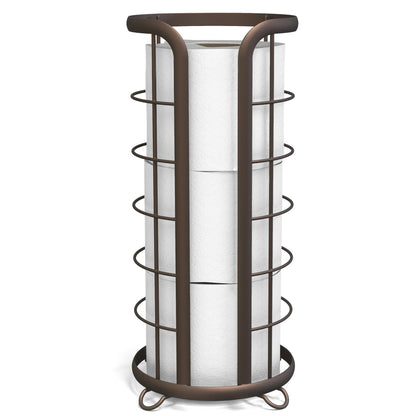 BROOKSTONE Over the Toilet Paper Holder Reserve - Toilet Paper Holder with Storage, Bathroom Toilet Paper Organizer, Metal Toilet Paper Roll Holder Fits Any Size Rolls - Matte White