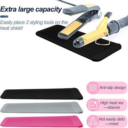 Silicone Heat Resistant Mat Pouch for Hair Straightener,Curling Iron, Black