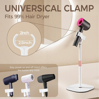 Hair Dryer Stand Holder-19 inch Ultra Stable Blow Dryer Stand White
