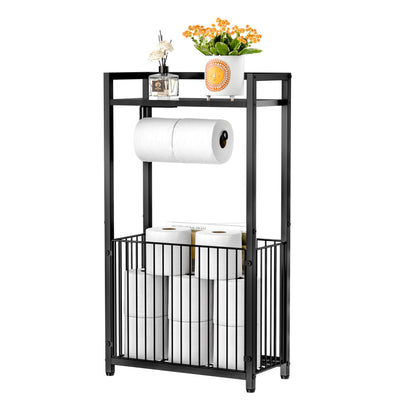 Freestanding Toilet Paper Holder with Storage Shelf