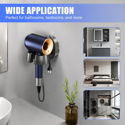 Universal Hair Dryer Holder Wall Mounted Rotates 45° Left & Right