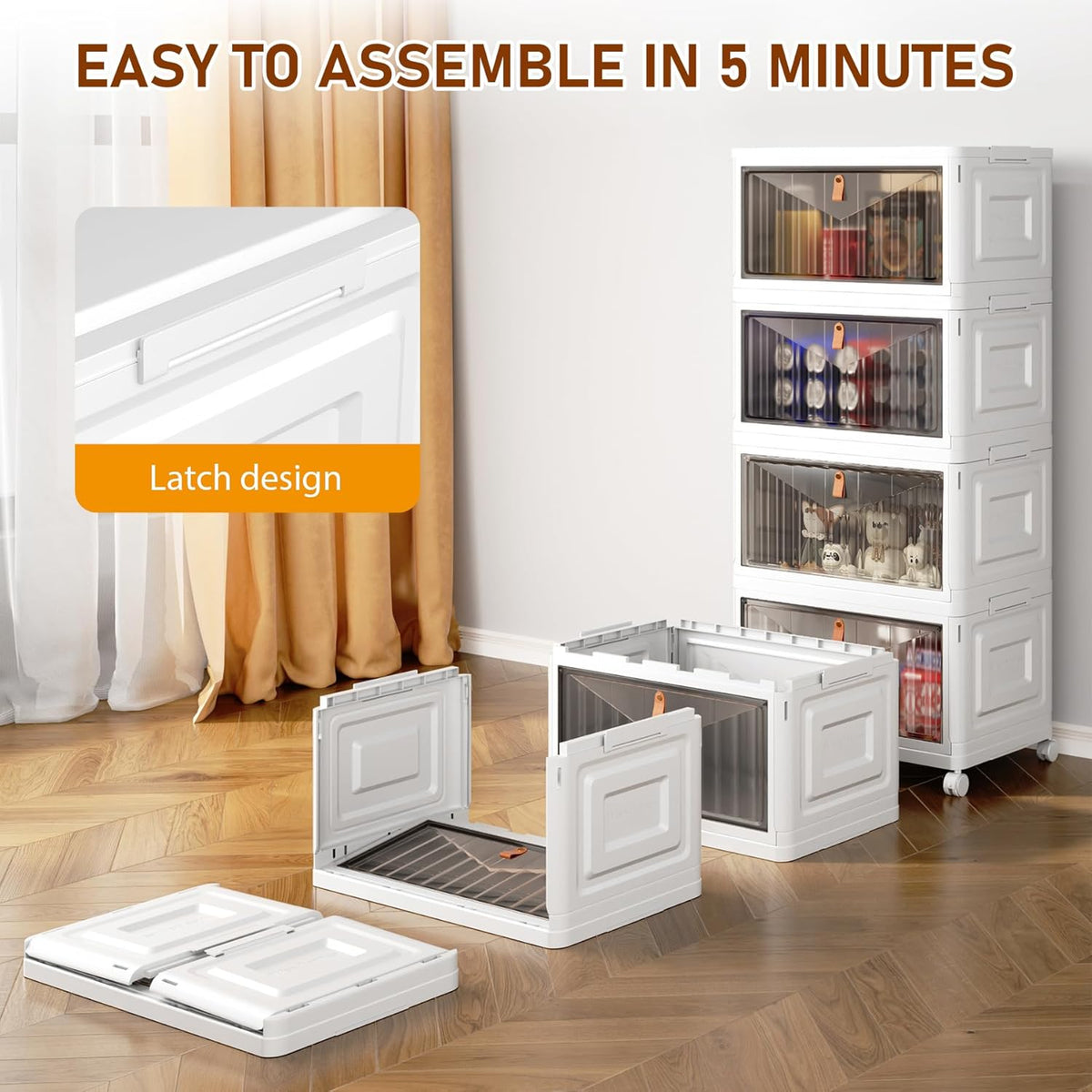 Wise Oannes Closet Organizers and storage with Wheels, 23QT White