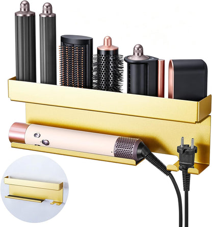 Storage Hair Dryer Holder for Curling Iron Accessories, Hair Tool Organizer Wall Mount, Curling Iron Holder, Bathroom Hair Straightener Holder Stand for Styler Attachments Organizer, White