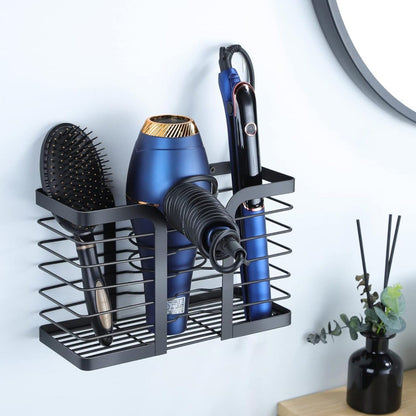 YIGII Hair Dryer Holder - Hair Tool Organizer 3-in-1 Blow Dryer Holder Adjustable Height, Bathroom Organizer Wall Mounted/Cabinet Door for Flat/Curling Irons, Hair Straighteners