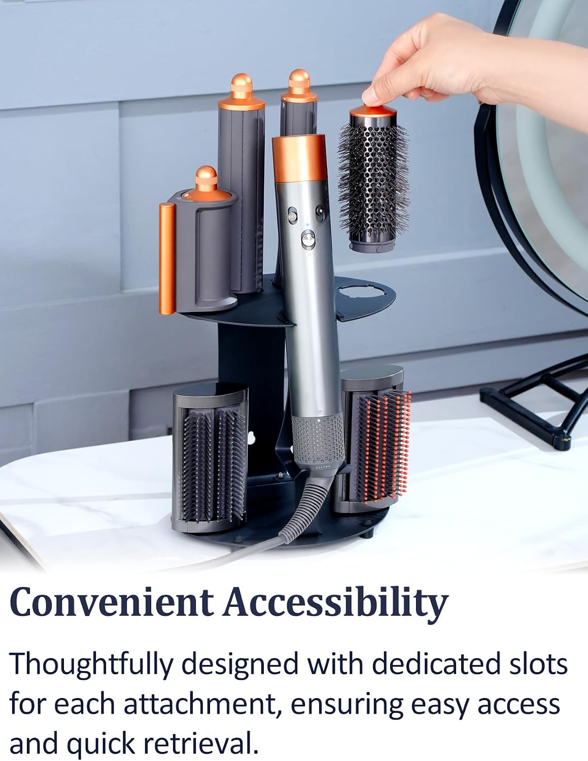 Nekuma Curling Iron Holder Attachments Compatible with Dyson Airwrap Organizer Stand on Desktop, Hair Wrap Storage Rack Accessories Wall Mounted for home / Bathroom