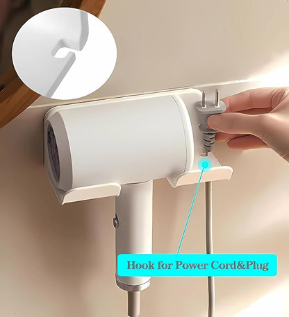 Universal Wall Mount Hair Dryer Holder, No Drill Self Adhesive Rack