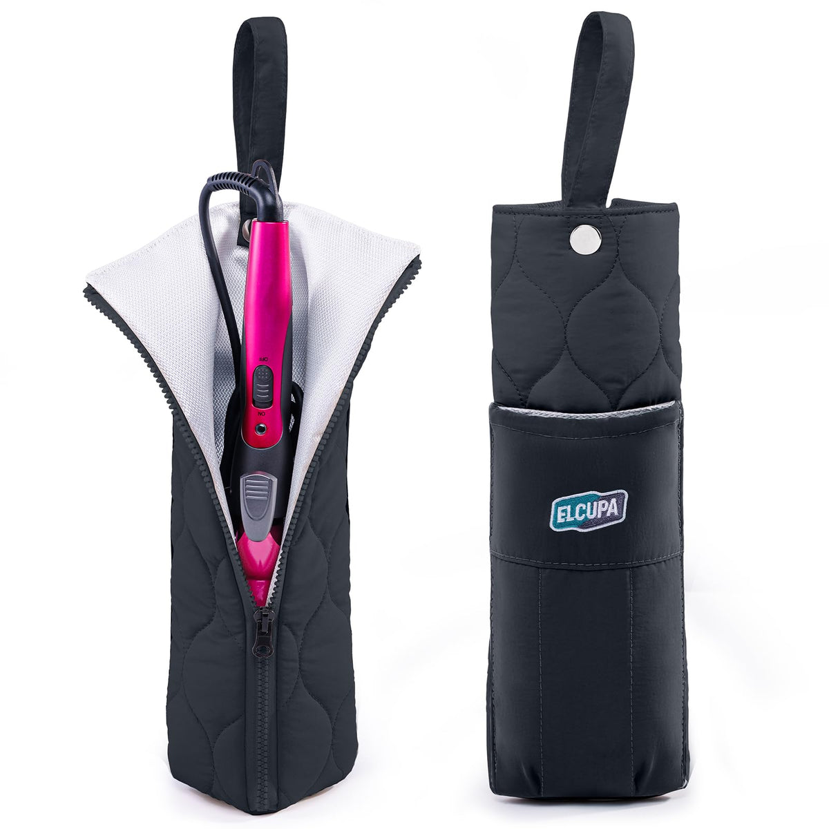Heat Resistant Hair Tool Organizer Bag with Hanging Loop, Portable Travel Case for Flat Irons, Curling Irons, Hair Straighteners & Hot Styling Tools, 13.5" Heat-Proof Storage Cover with 2 Pockets