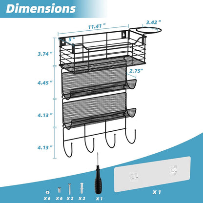 3 Tier Hair Tool Organizer Wall Mount, curling iron holder Basket, Black