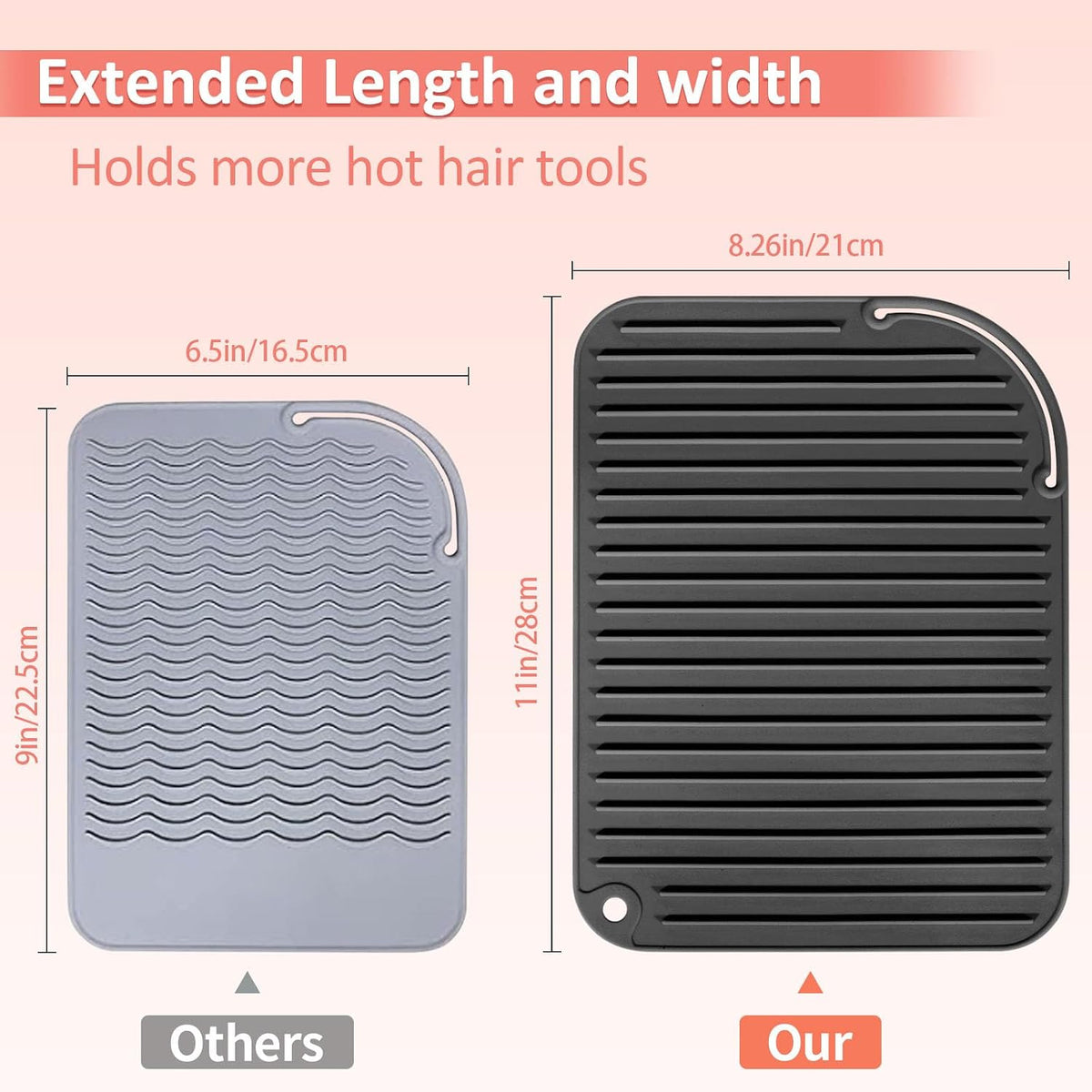 Heat Resistant Mat Large Silicone Hot Hair Tools Holder for Curling Irons Flat Iron Hair Straightener Mat Portable Vanity Pad Accessories/Organizer