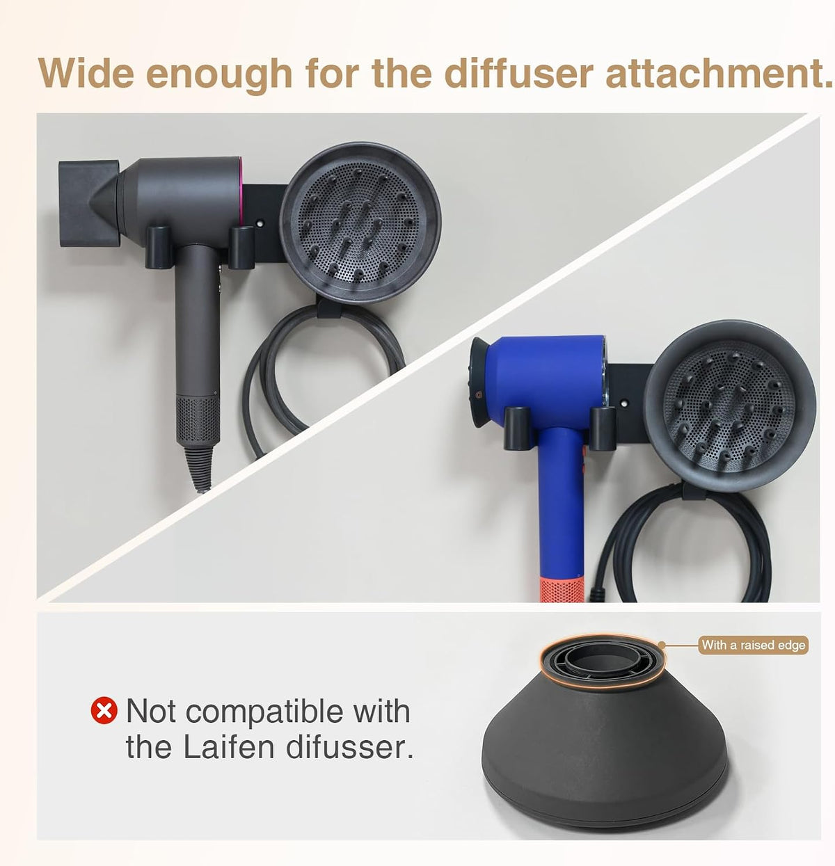 Wall-Mounted Hair Dryer Holder, Adhesive Blow Dryer Craddle