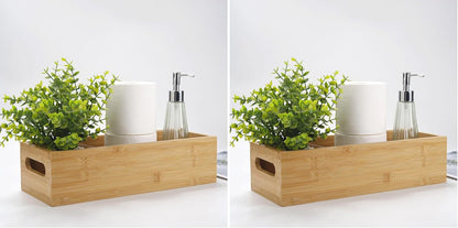 Toilet Tank Paper Basket for Back of Tank Top, Bamboo Bathroom Storage for Organizing (15 x 6 x 4 inch)