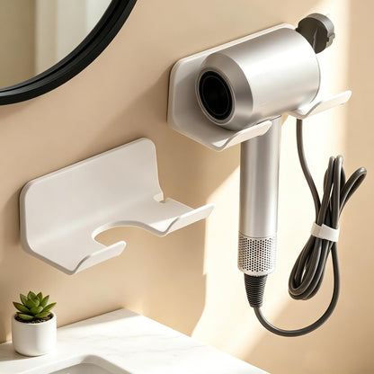 Universal Hair Dryer Holder, Blow Dryer Hanger Wall Mount for Hair Dryer Hook with Plug&Cord Organizer Self Adhesive for Cabinet Bathroom(1 Pack Black)