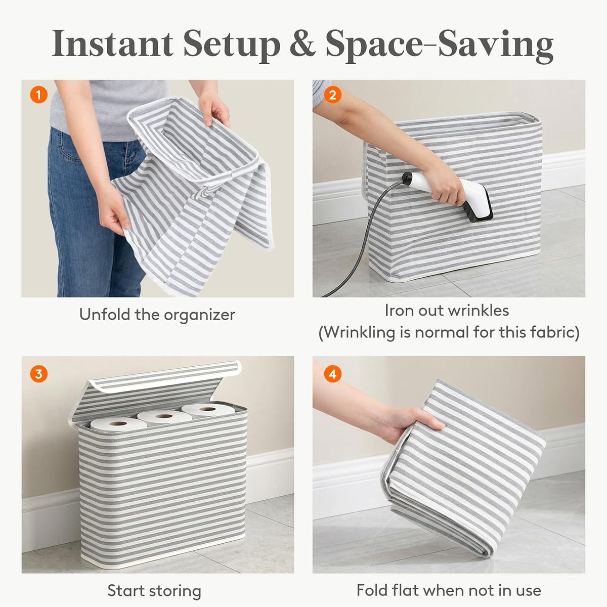 Lifewit 22L Bathroom Toilet Paper Storage Basket with Lid, Gray