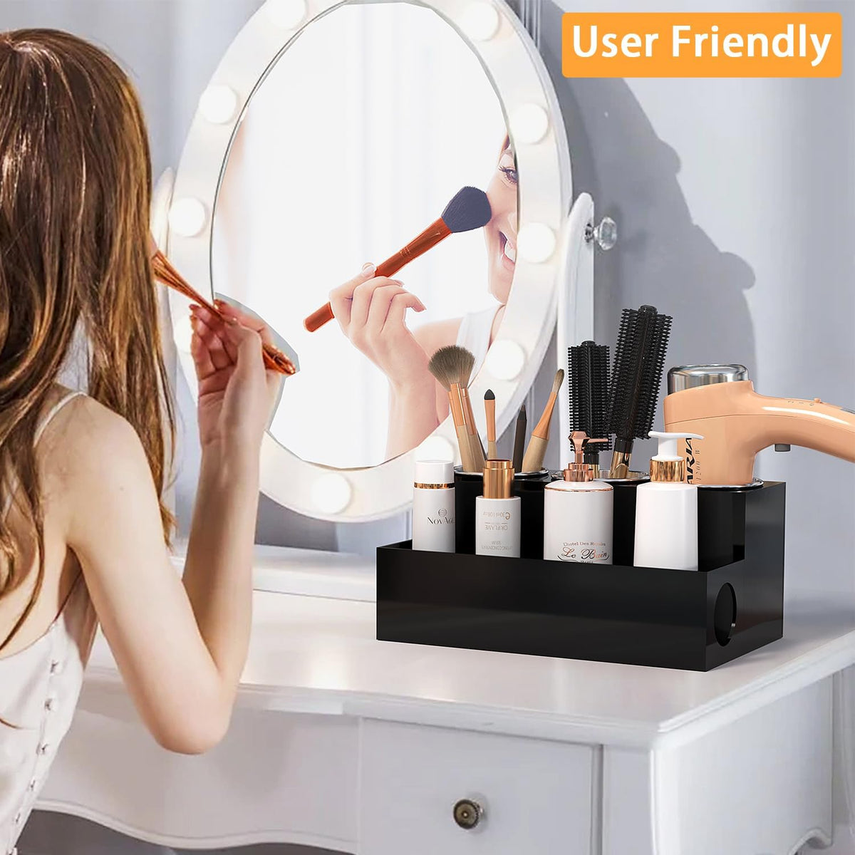 Hair Tool Organizer, Black Acrylic Hair Dryer Holder