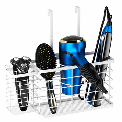 Hair Tool Organizer, Dryer Holder, 3 in 1 Blow Bathroom Organizer Wall Mounted/Cabinet Door for Flat Iron, Curling Straightener, Care & Styling Tools Storage Basket