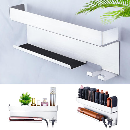 Blow Dryer Holder Wall Mounted Hair Straightener Holder, Blow Dryer and Curling Iron Holder for 7 in 1 Styler Attachments, Hair Dryer Holder, Bathroom Hair Tools Organizer (Black)
