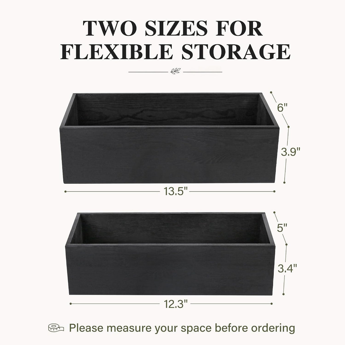 LotFancy Bathroom Decor Box, 2 Sized Wooden Toilet Paper Storage Basket