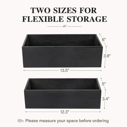 LotFancy Bathroom Decor Box, 2 Sized Wooden Toilet Paper Storage Basket