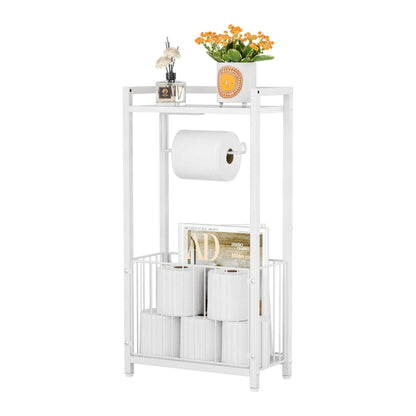 Freestanding Toilet Paper Holder with Storage Shelf