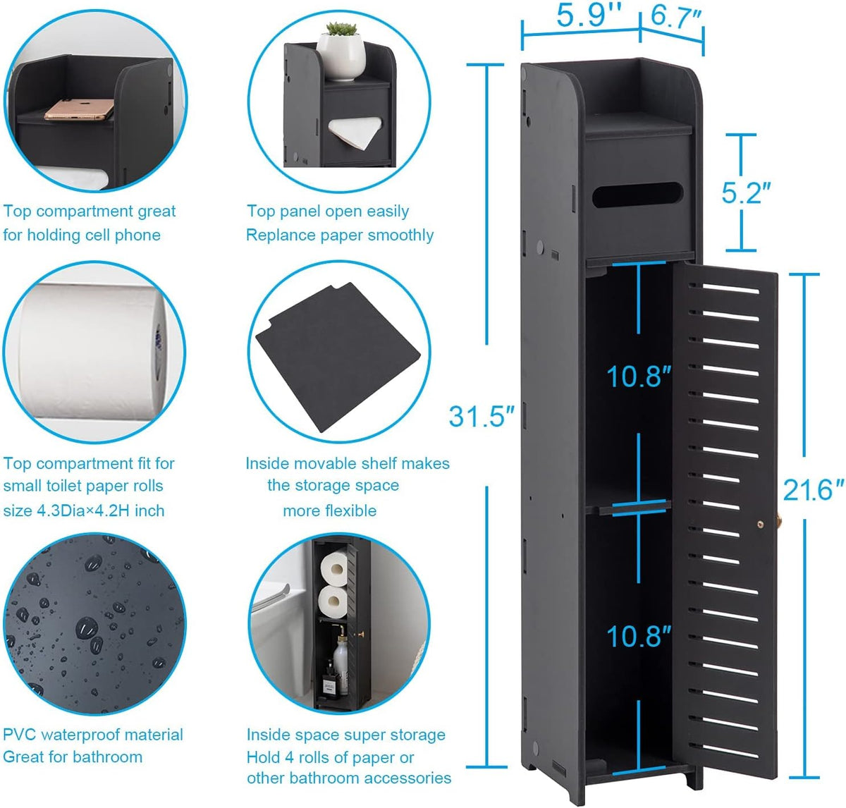AOJEZOR Small Bathroom Storage Cabinet: Protect Rental Deposit for Renters