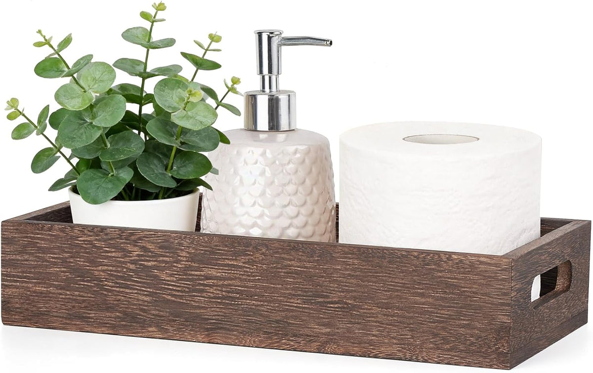 Mkono Bathroom Basket, Wood Toilet Paper Storage, Rustic Home Decor, Brown