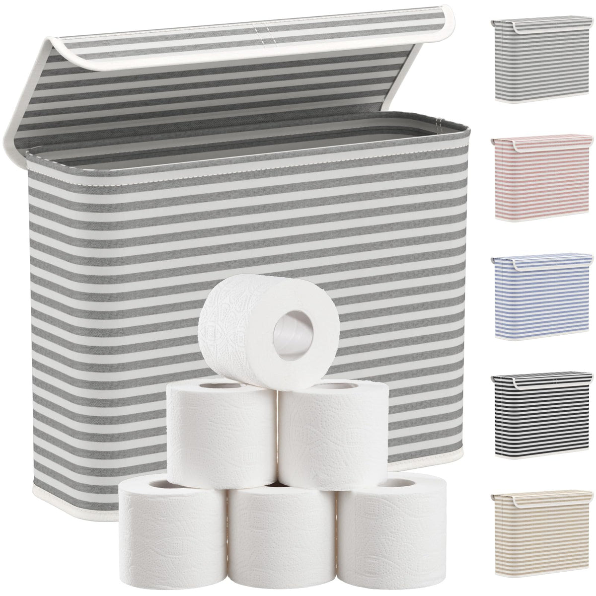 Lifewit 22L Bathroom Toilet Paper Storage Basket with Lid, Gray