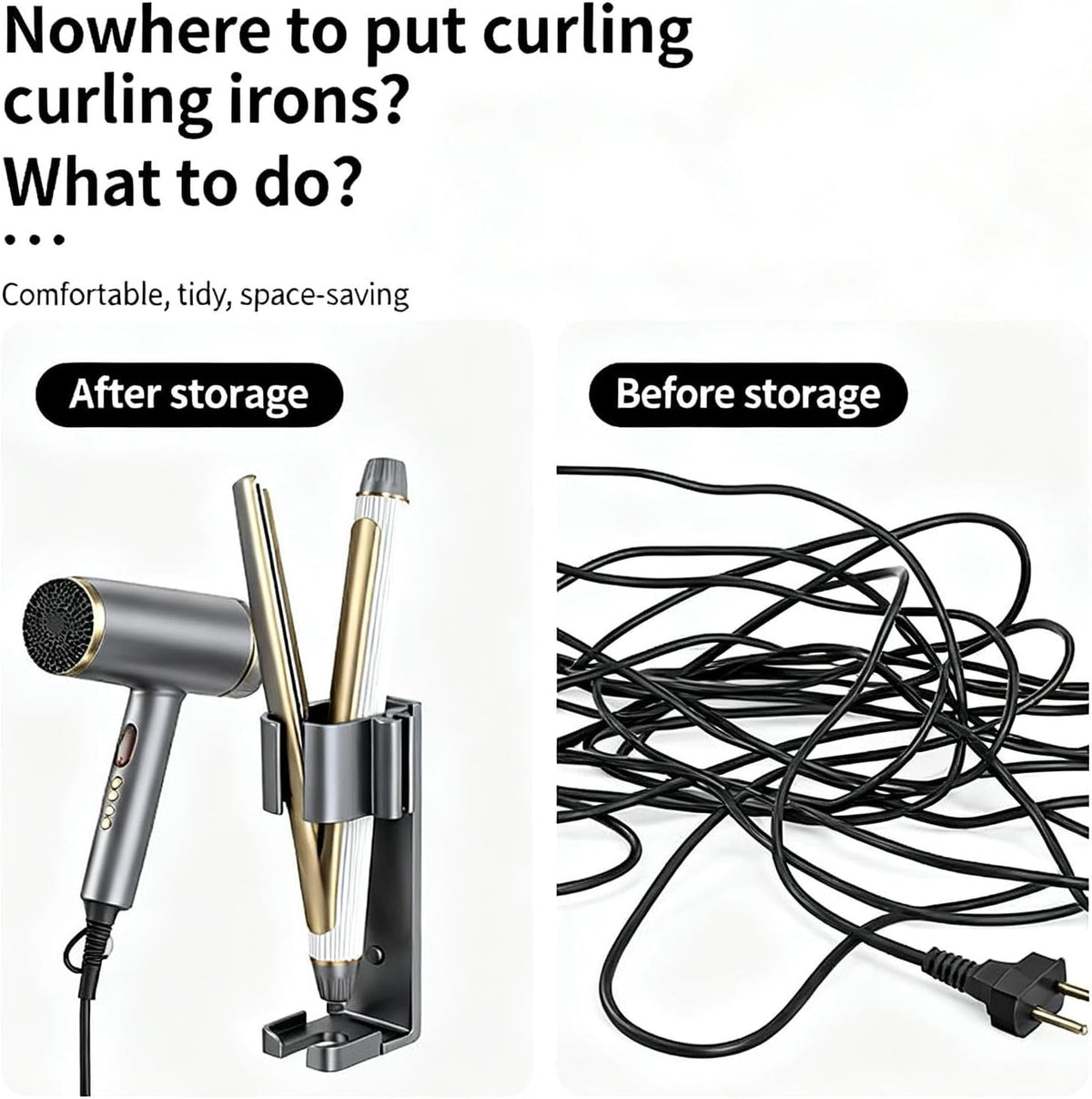 Curling Iron Holder Wall Mount, Flat Iron Holder for Hair Tools