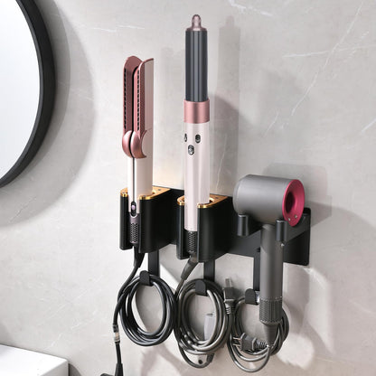 3-in-1 Hair Tool Organzier Wall Mount, Adhesive/Screw Mounting